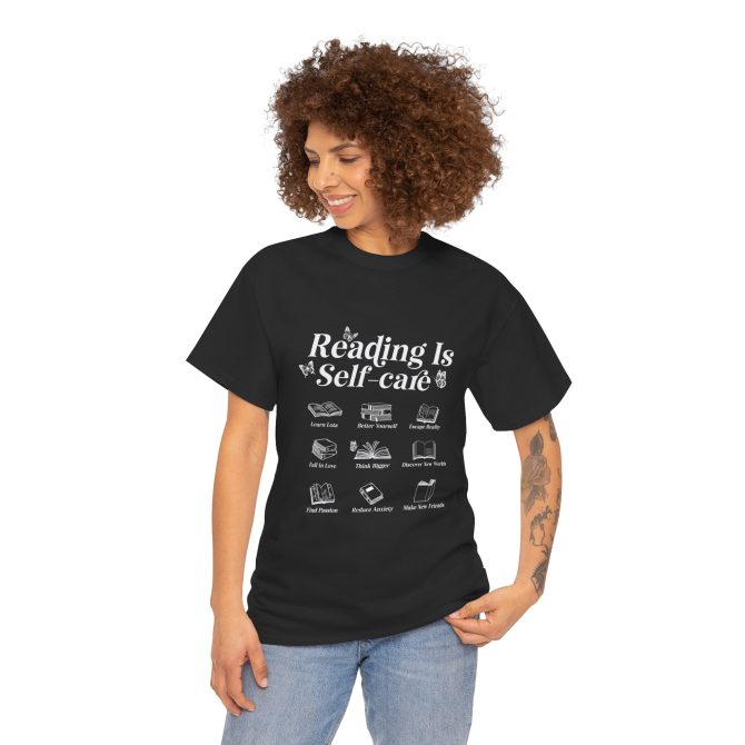 Reading is self care Unisex Tee, Book Lover Shirt, Literature Gift, Reading Tee, Bookworm Gift, Relaxing Tshirt - Image 7