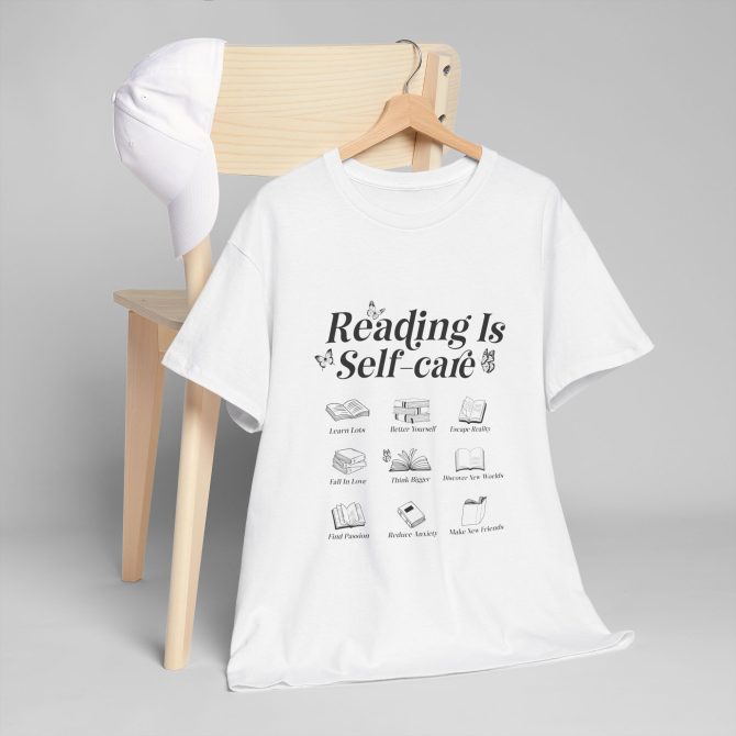 Reading is self care Unisex Tee, Book Lover Shirt, Literature Gift, Reading Tee, Bookworm Gift, Relaxing Tshirt - Image 2
