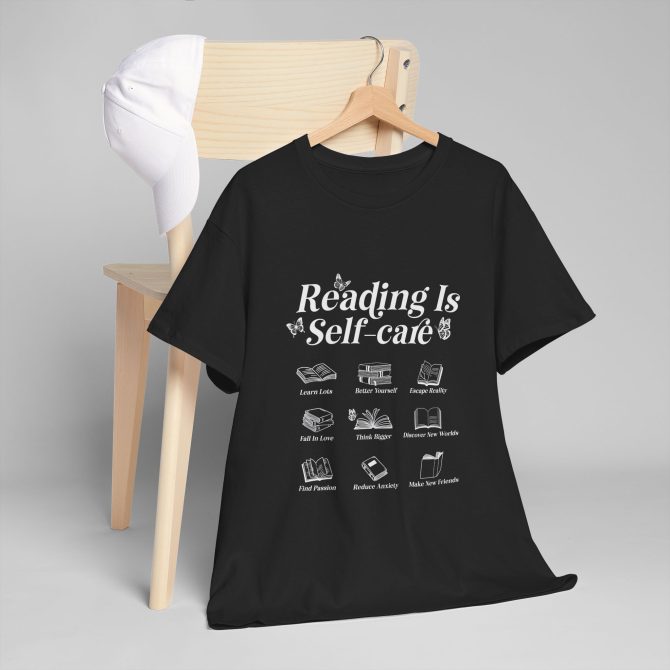 Reading is self care Unisex Tee, Book Lover Shirt, Literature Gift, Reading Tee, Bookworm Gift, Relaxing Tshirt - Image 5