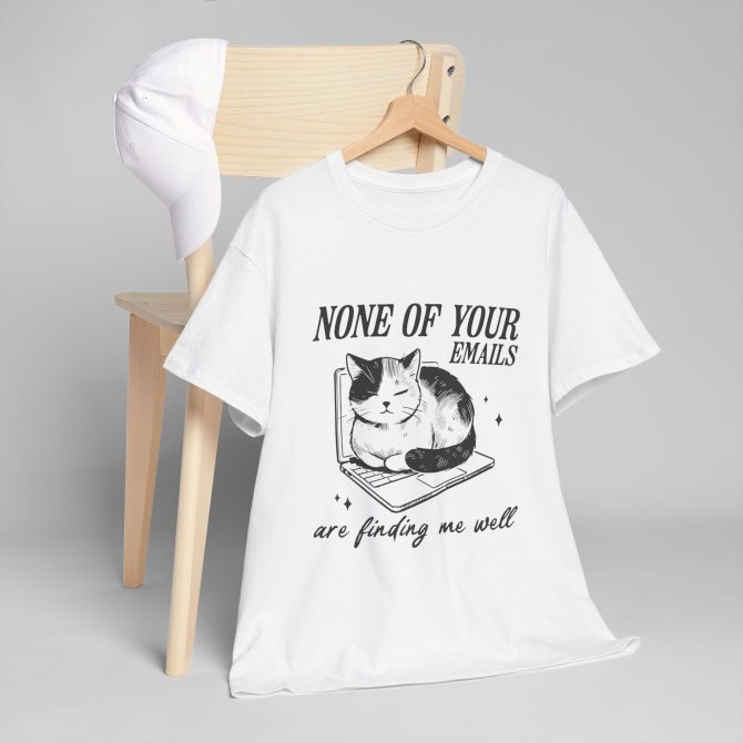 Sarcastic Cat Unisex Tee, Funny Office Humor Shirt, Cat Lover Gift, Email Joke Graphic Tee, Gift for Him or Her, Cat Print Cotton T-Shirt - Image 2