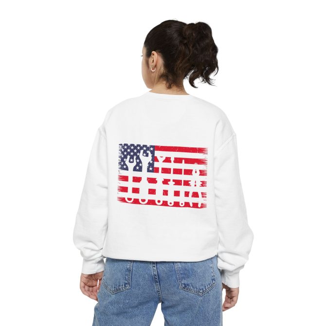 Unisex Garment-Dyed Sweatshirt with Vintage American Flag Design - Image 8